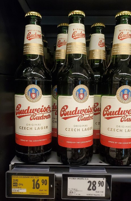 Budweiser Budvar on the grocery shelf